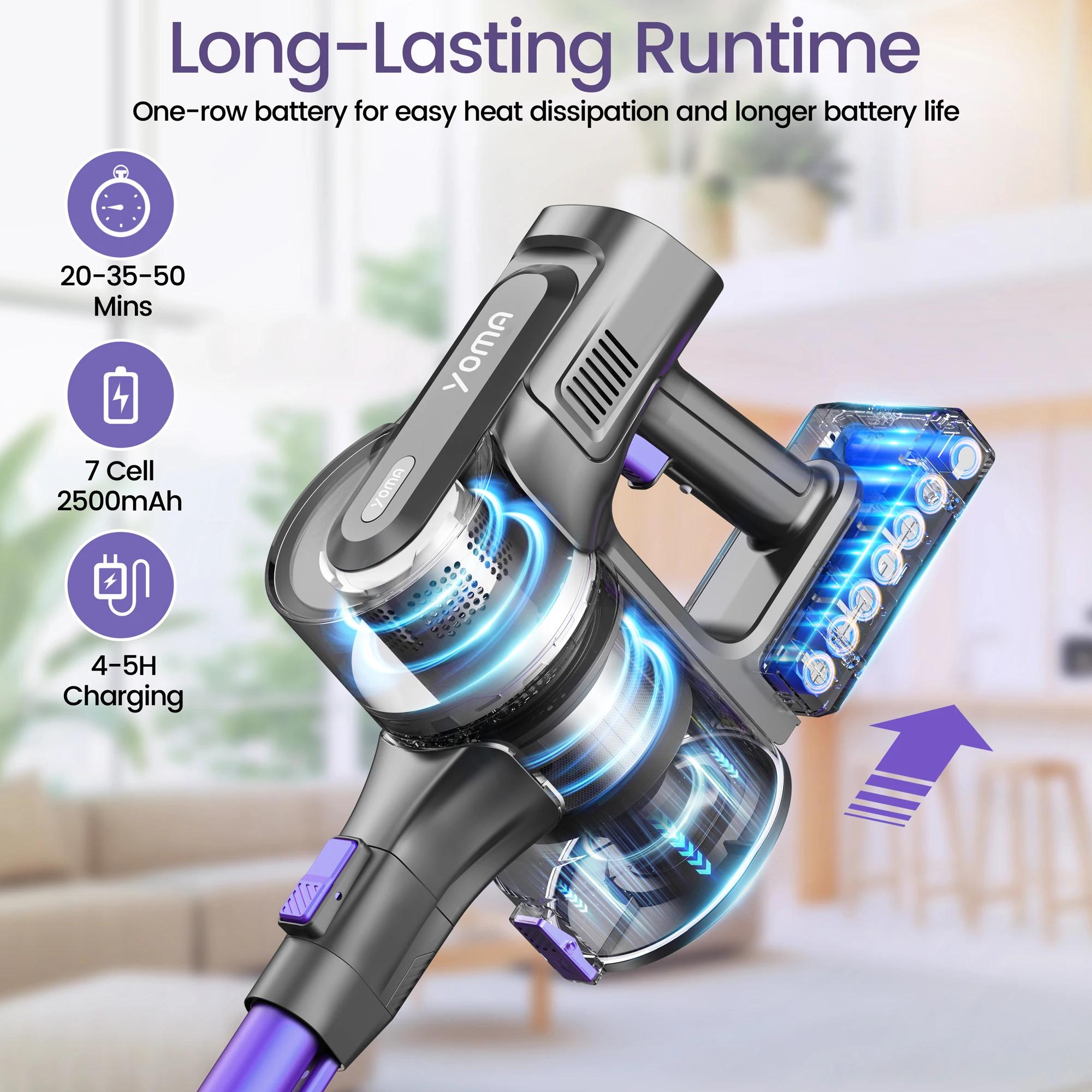 Yoma-Aspirateur sans fil S100, autonomie jusqu'à 45min, aspirateur balai 9 en 1, sol en bois dur, po
