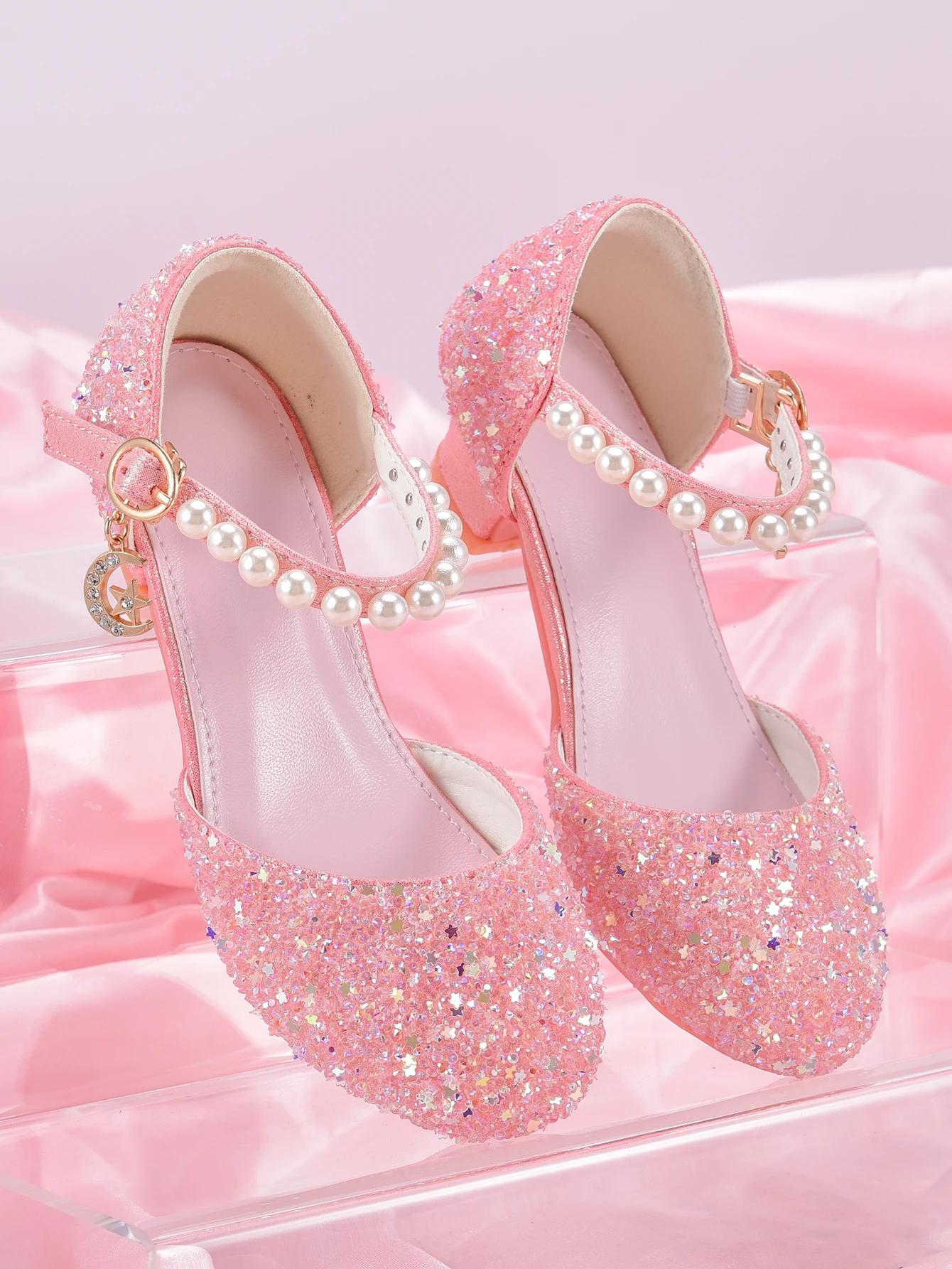 Chaussures à talons hauts de Style princesse pour filles, avec décoration pendentif étoile brillante