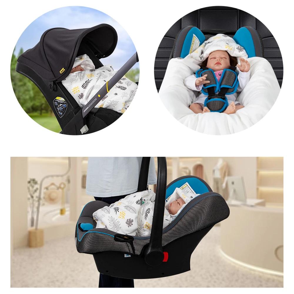 Couverture pour nouveau-né de 0 à 12 mois, siège de voiture pour bébé, emmaillotage en coton doux av