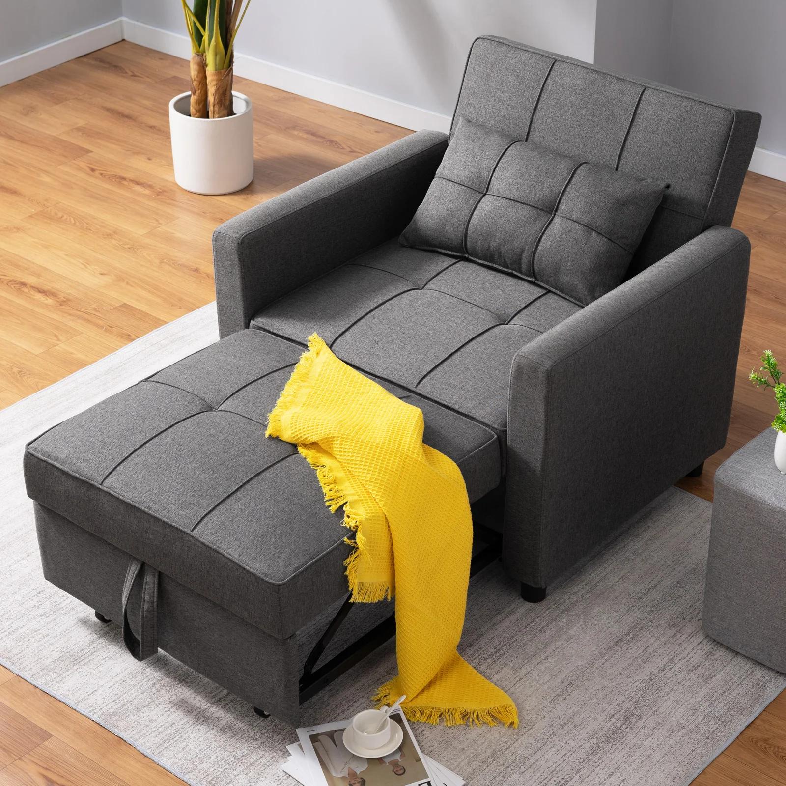 HORGgland O-Canapé-lit simple avec 3 inclinaisons réglables, fauteuil convertible, chaise longue ner