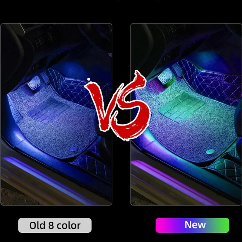 Lumière ambiante intérieure de voiture à LED, lampes décoratives, télécommande sans fil USB, contrôl