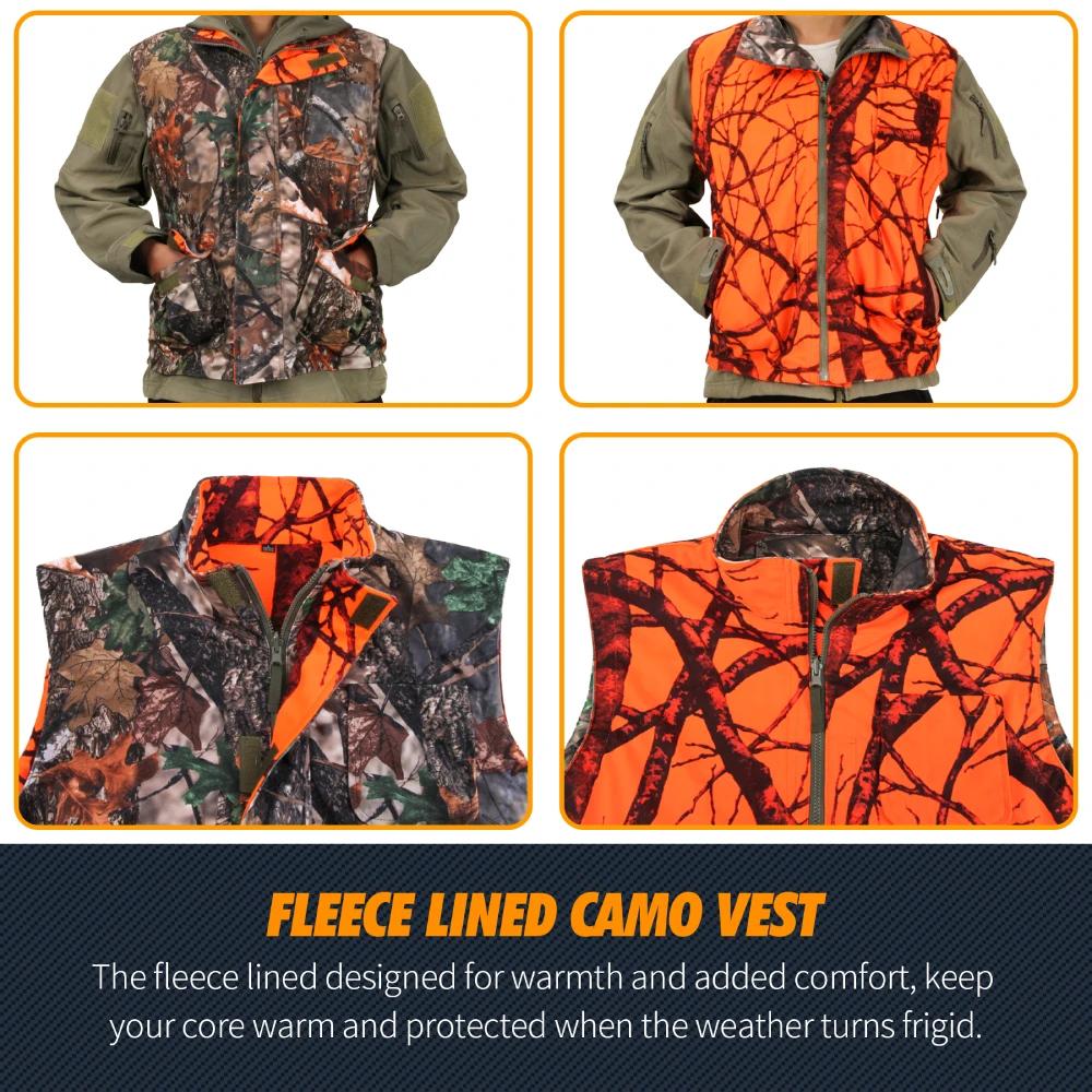 Blouson de chasse en fibre orange pour homme, gilet d'extérieur, manteau de champ respirant, nombreu