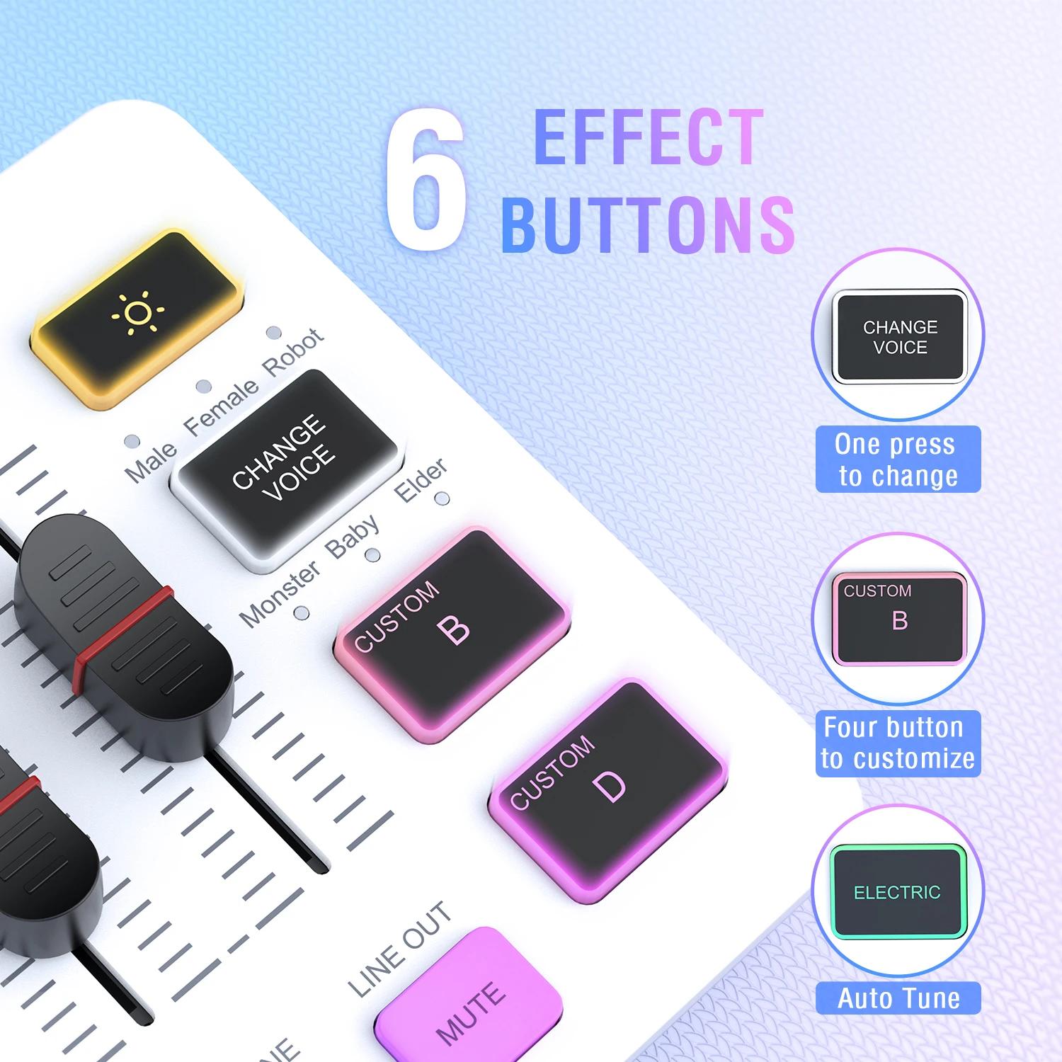 Mélangeur USB de jeu FIFINE avec 4 canaux/interface Microphone XLR/RGB, mélangeur de son pour jeu Po