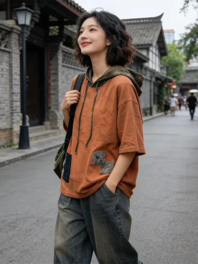 Amax LuluE 2026 – Nouveaux hauts amples à capuche style vintage coréen pour femmes – Vêtements décon