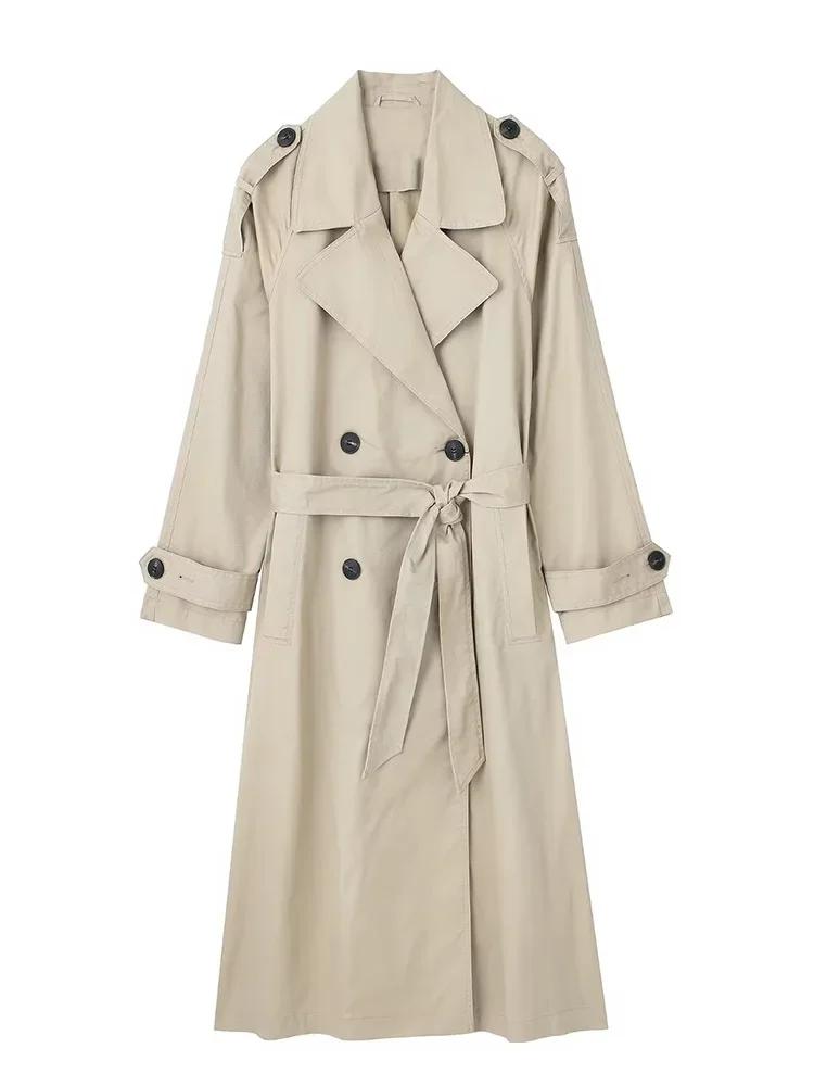 Willshela femmes mode avec ceinture solide Double boutonnage Trench Vintage revers cou manches longu