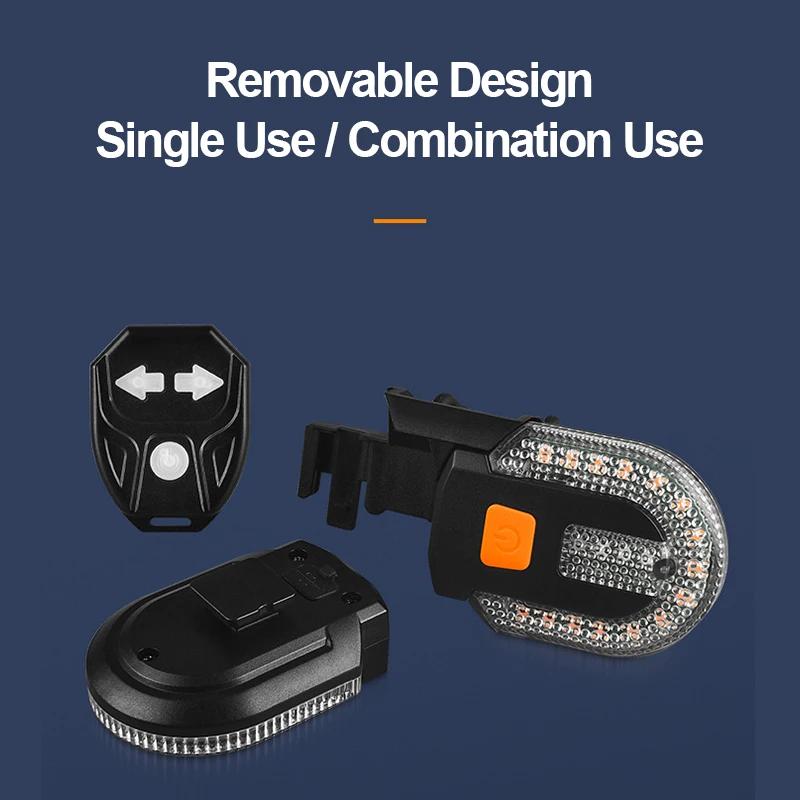 Clignotant de vélo feu arrière feux à distance LED Rechargeable USB lampe de vélo indicateurs sans f