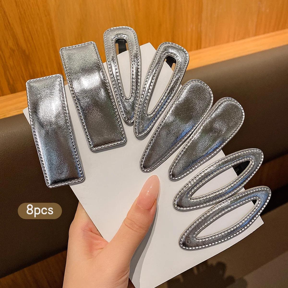 Clips BB en argent avec accessoires pour cheveux doux et élégants, adaptés à un usage quotidien, 8 p