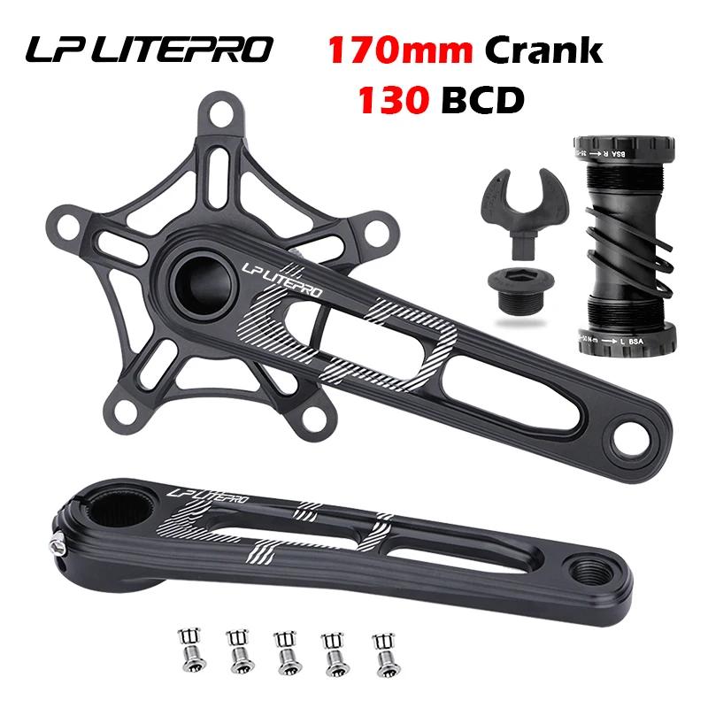 LP Litepro-Manivelle de vélo pliante en alliage d'aluminium, plateau simple, pédalier de vélo, plate