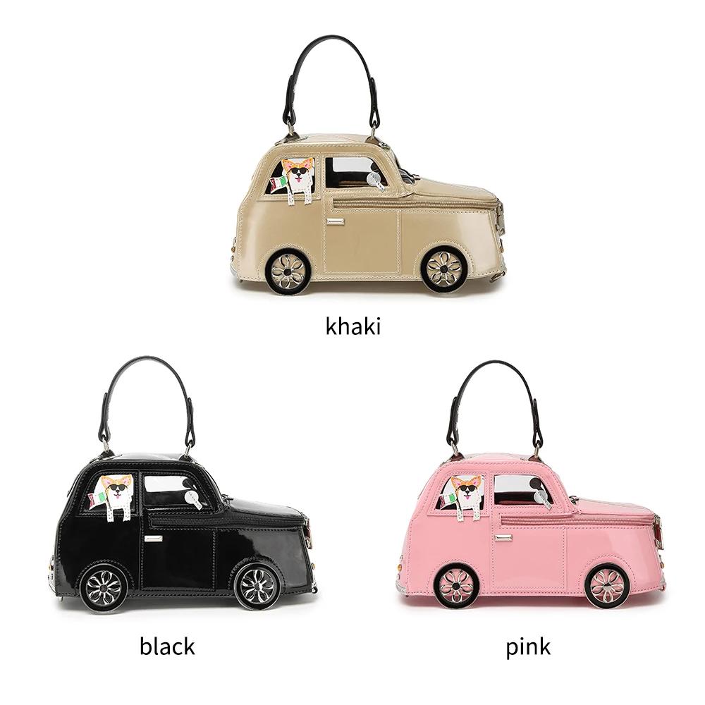 Sac à main en forme de voiture pour femmes, joli sac de personnalité créatif 3D, fourre-tout à la mo