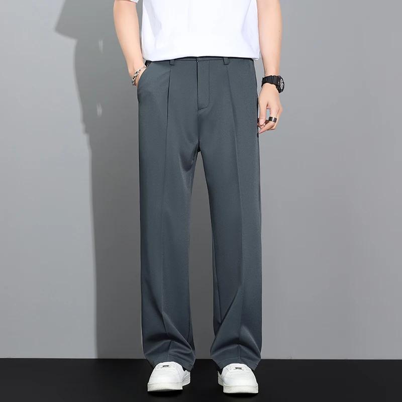 Pantalon décontracté ample et fluide pour homme, style coréen, coupe droite, léger, été 2026, kaki,