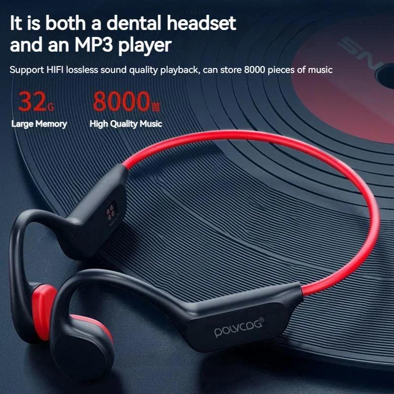 POLVCDG – casque à conduction osseuse X7 IPX8, 32 go de mémoire, Bluetooth 5.3, sans fil, avec micro