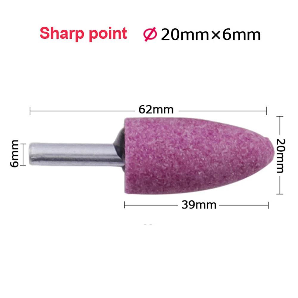 Tête de meulage conique en corindon rouge, tige de 6mm, pour le polissage et l'élimination de la rou