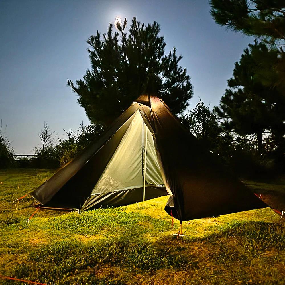Tente chaude de Camping avec fenêtre de cheminée extérieure ultralégère Tipi tipi tente pyramide Dou