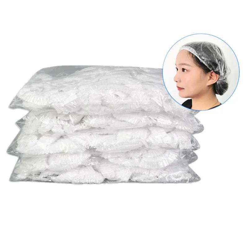 50/pièces/ensemble jetable en plastique douche bonnet de cheveux femmes imperméable rose Salon de Sp