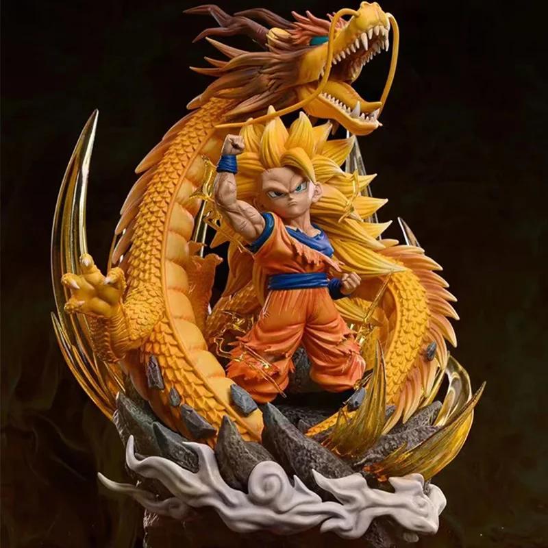 Q Version Dragon Ball Z Figure Ssj3 Goku figurines Dragon poing Explosion 14CM PVC GK Statue modèle
