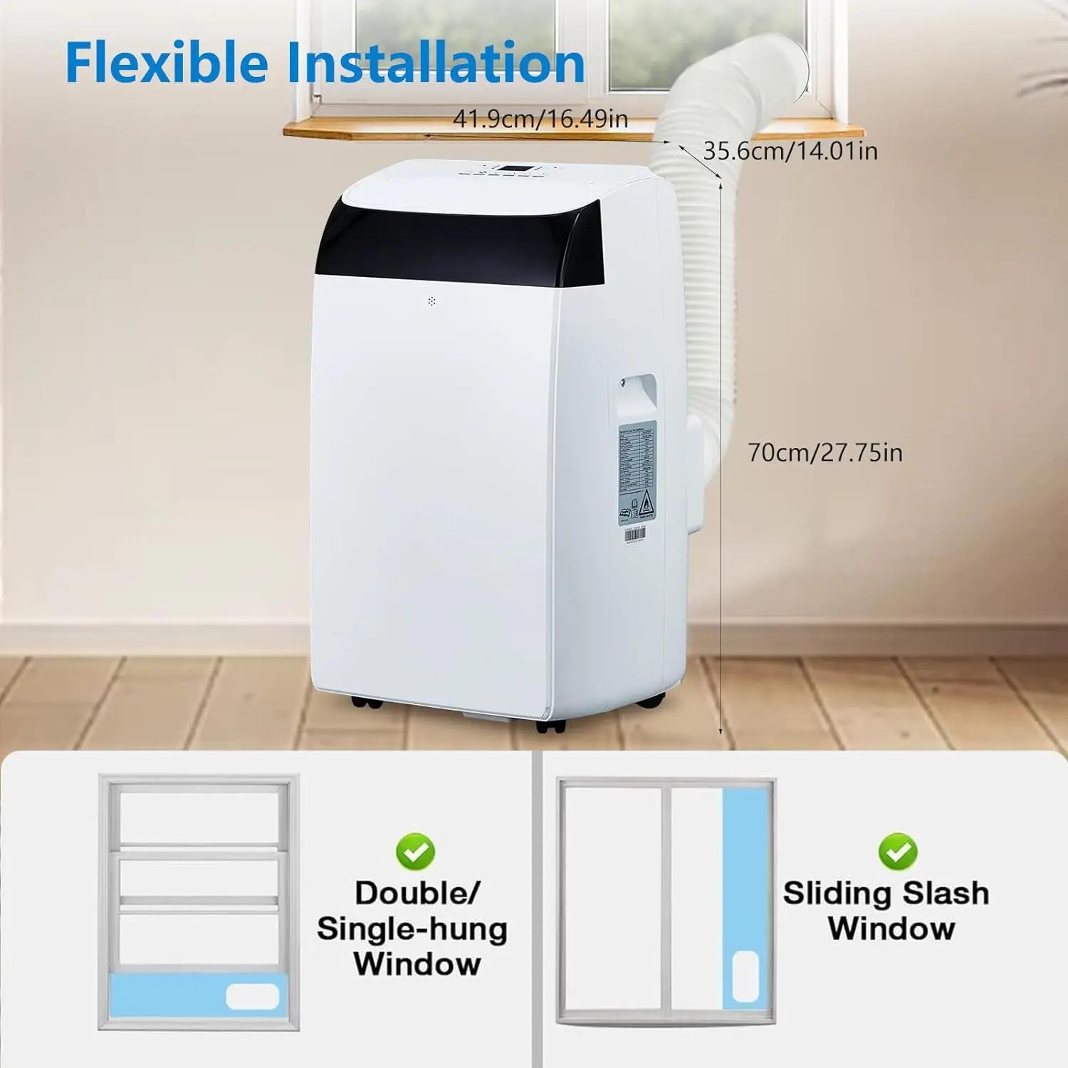 Climatiseur portable 3 en 1 avec télécommande, moteurs cool et touristes, balançoire automatique, 14