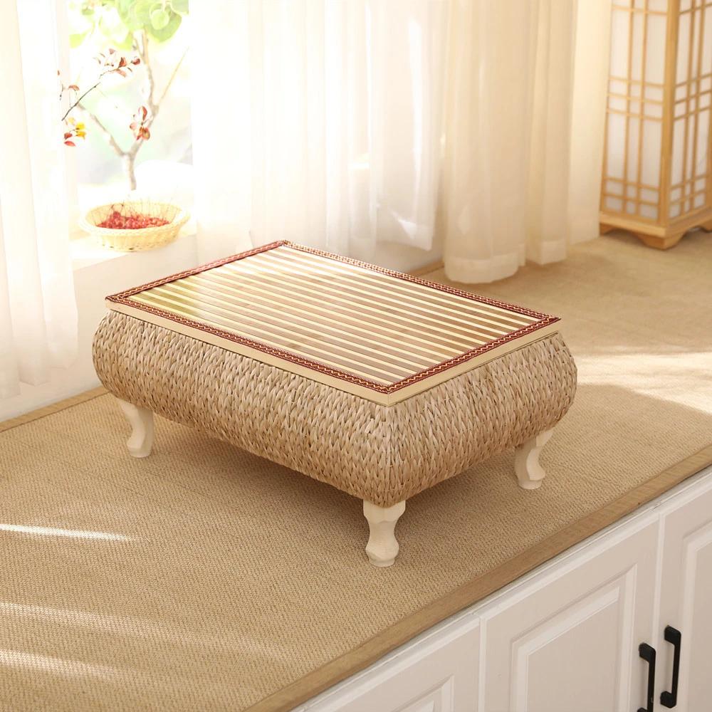 Table de tatami en rotin japonais balcon baie vitrée petite table d'appoint table basse chambre à co
