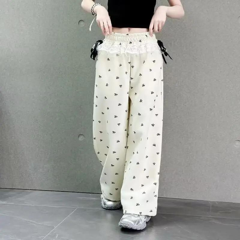 Pantalons à nœuds pour filles, UNITIM, pantalons à jambes larges imprimés pour adolescentes, pantalo