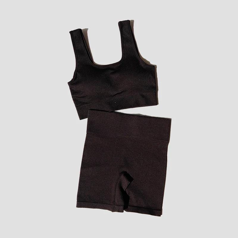 Ensemble de Yoga pour femmes, 2 pièces, soutien-gorge Sexy sans couture, short de Sport, vêtements d