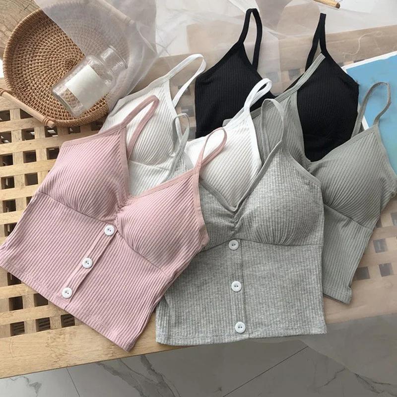 Femmes tricoté débardeur sangle gilet femme tricot haut court poitrine enveloppement pur sous-vêteme
