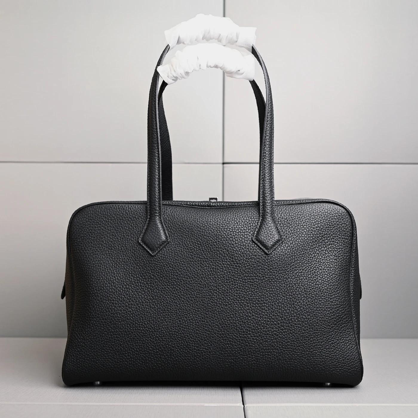 Nouveau Sac à Main en Cuir Véritable 35 cm Grande Capacité en Cuir de Vachette Pleine Fleur pour Fem