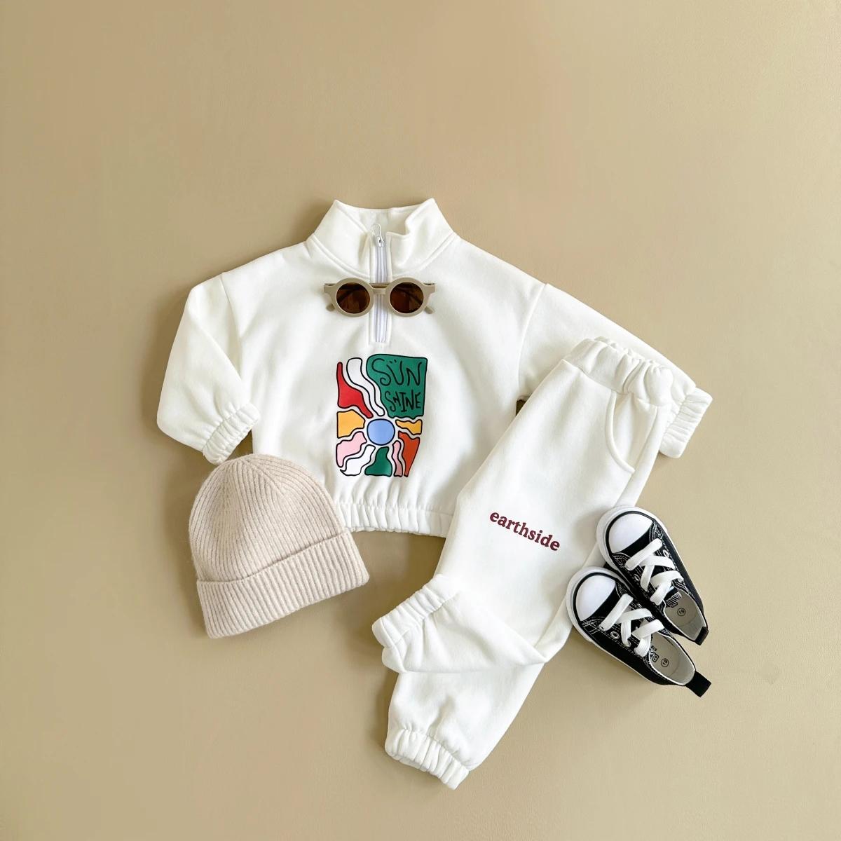 Ensemble de vêtements pour bébé garçon, veste et pantalon, survêtement épais et chaud, tenue pour en