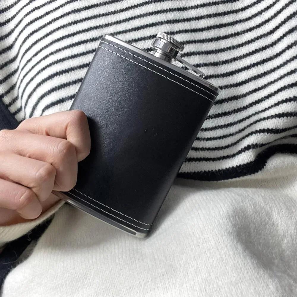 Flacon de hanche Portable en acier inoxydable de 8oz, 1 pièce, Flagon, Pot à whisky, vin, couvercle
