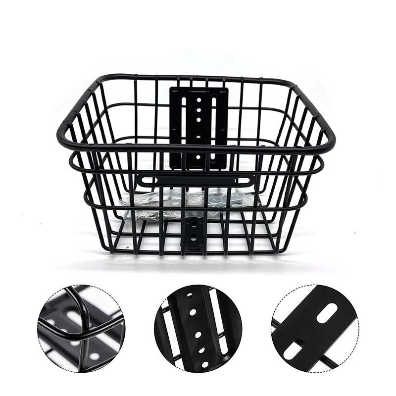 1 pièces panier de rangement en fer noir panier pliant panier suspendu Durable panier de guidon avan