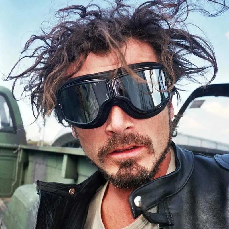 Lunettes de moto coupe-vent pour casque de moto, lunettes de soleil rétro universelles pliantes en c