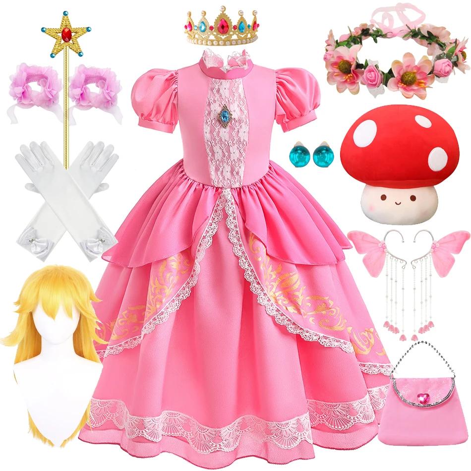 Costume de princesse pêche avec lumière LED pour tout-petit, jeu d'anniversaire, robe de jeu pour fi