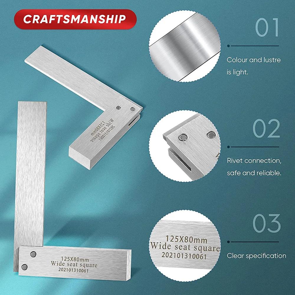 Machiniste carré ingénieur mécanique acier haute précision 90 degrés large Base outil Angle L-type t
