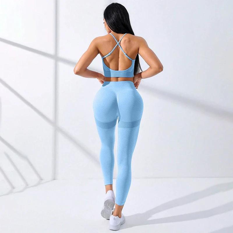 Ensemble de Yoga et Fitness pour femmes, 2 pièces, vêtements de sport respirants sans couture, souti