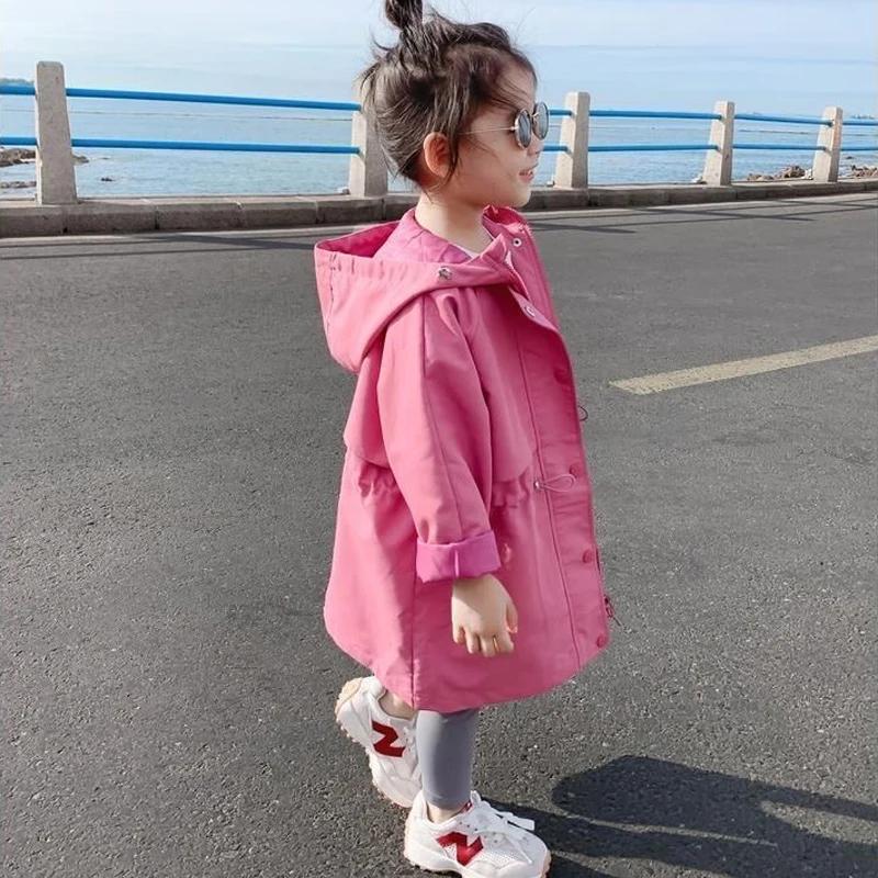 Manteau à capuche rétractable pour filles de 3 à 12 ans, veste coupe-vent, Style Long, offre spécial
