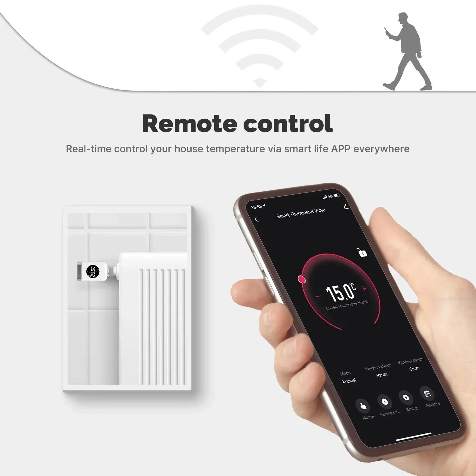 MOES-Vanne thermostatique intelligente, application programmable TRV, régulateur de température à di