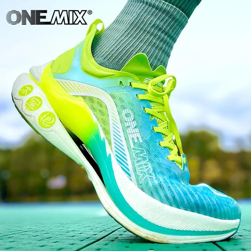 Chaussures de course de marathon ONEMIX avec plaque en carbone, soutien stable professionnel, amorti