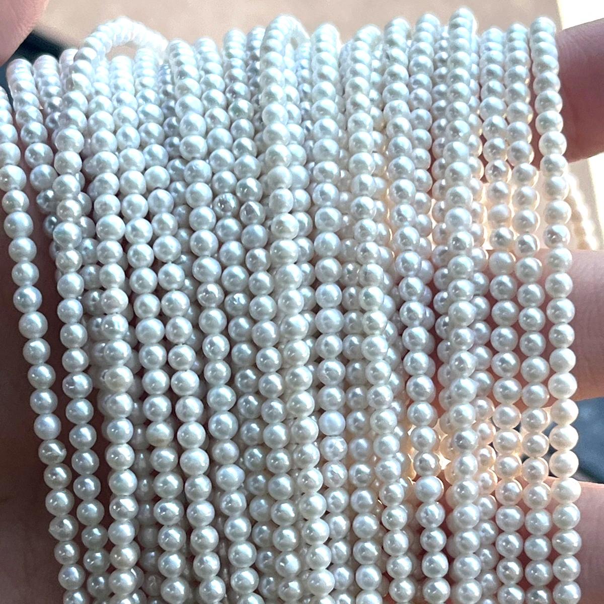 Perles presque rondes de haute qualité AAA 2-3mm, perles d'eau douce naturelles exquises pour la fab