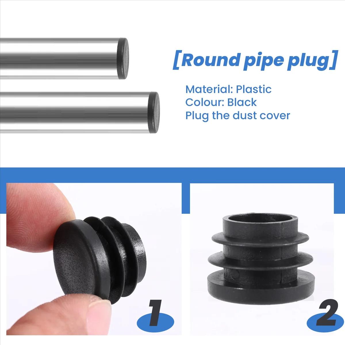 Embout d'insertion de tuyau de tube de jambe de chaise de table ronde, diamètre de 19mm, noir, 30 pi