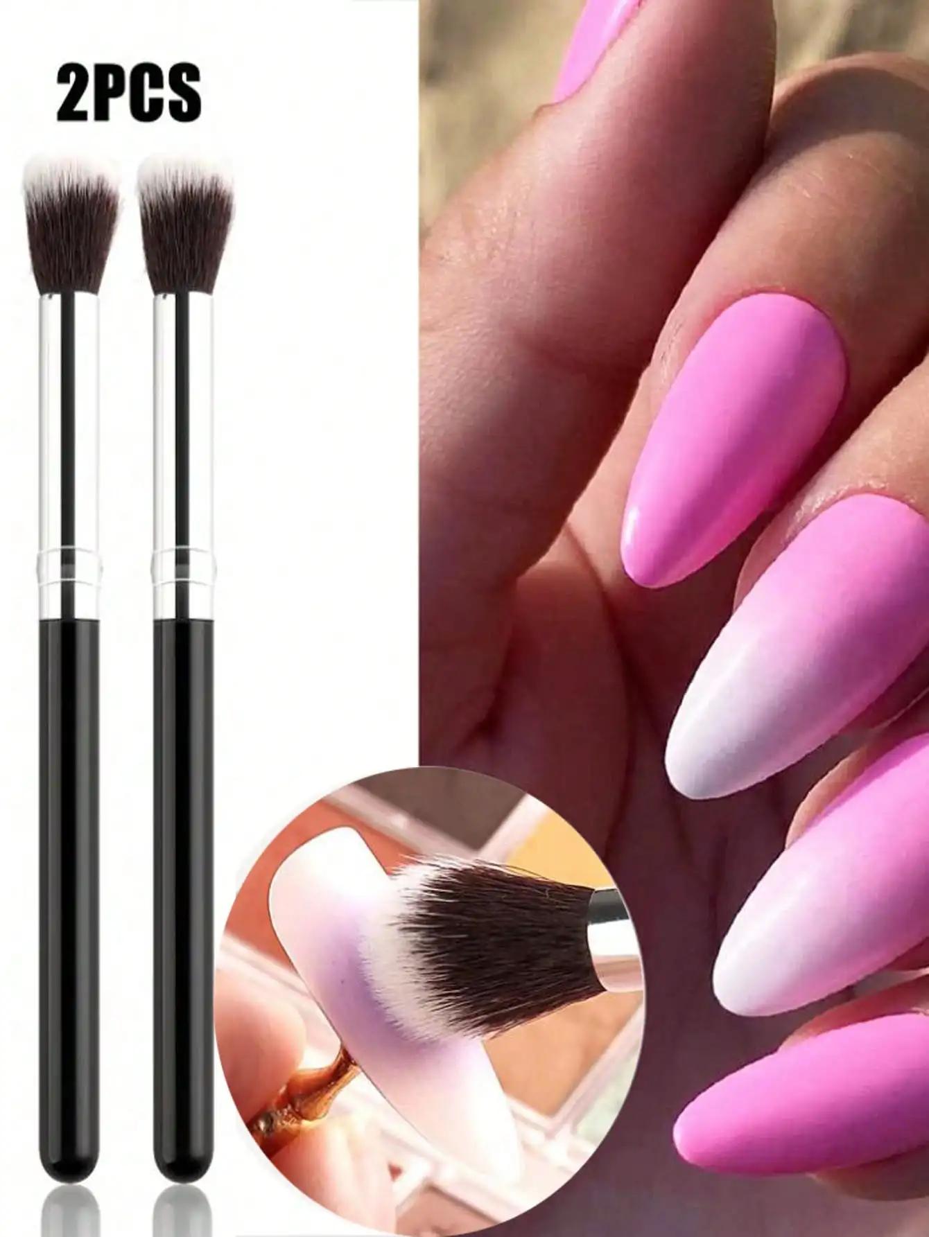 Ensemble de pinceaux pour Nail Art ombré, 2 pièces, ombre à paupières, fond de teint, Blush, pinceau