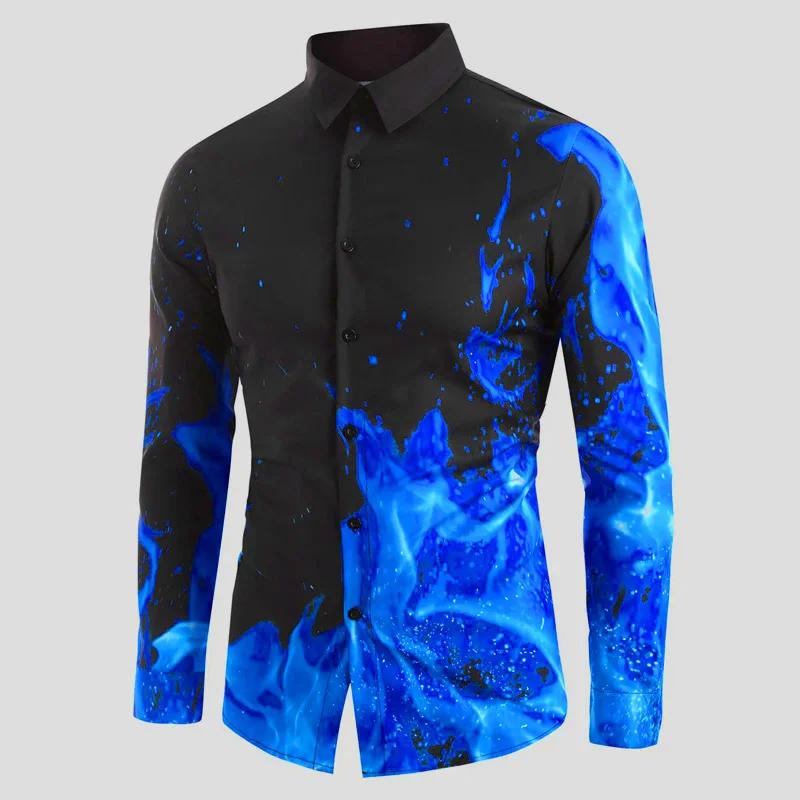 Chemises gothiques décontractées pour hommes, costume de dîner de fête, revers à boutons, hauts de l
