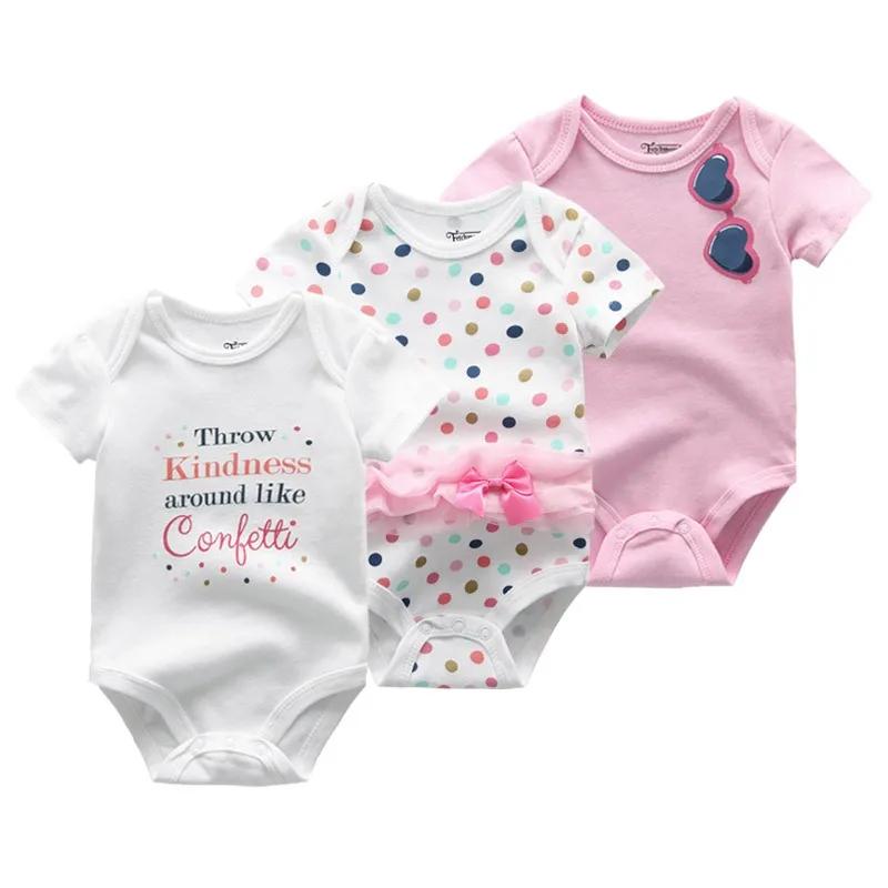 Kiddiezoom Lot de 3 Bodys Bébé Unisexe à Manches Courtes en Coton Doux 100% avec Motifs de Dessins A