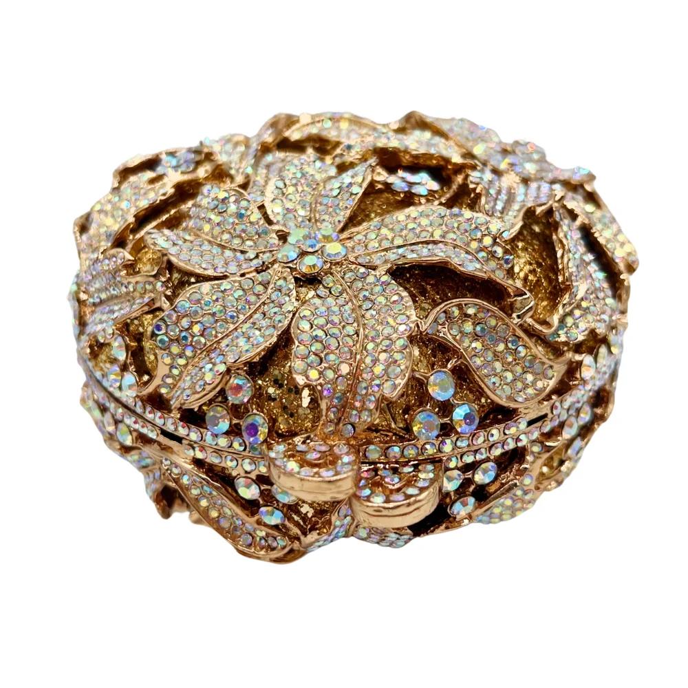 Sac en diamant en forme de trois fleurs, goutte d'eau de luxe de haute qualité, fête de mariage en d