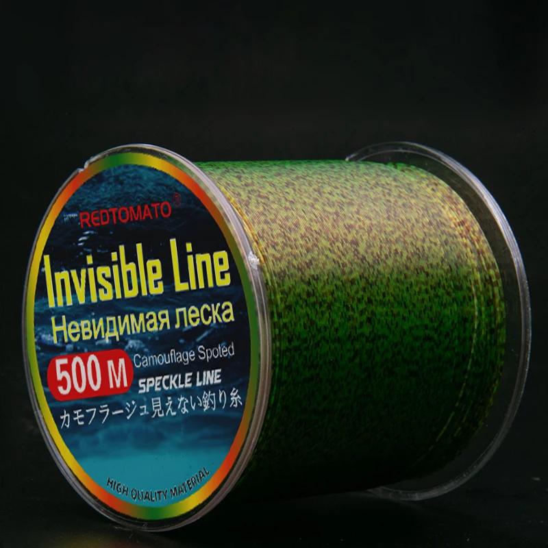 Ligne de pêche Invisible de Camouflage de 500m, Monofilament en Nylon tacheté, revêtement en Fluoroc