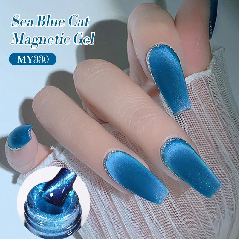BORN PRETTY – vernis à ongles Gel magnétique chat bleu mer, 10ml, paillettes, lumière de neige, Semi