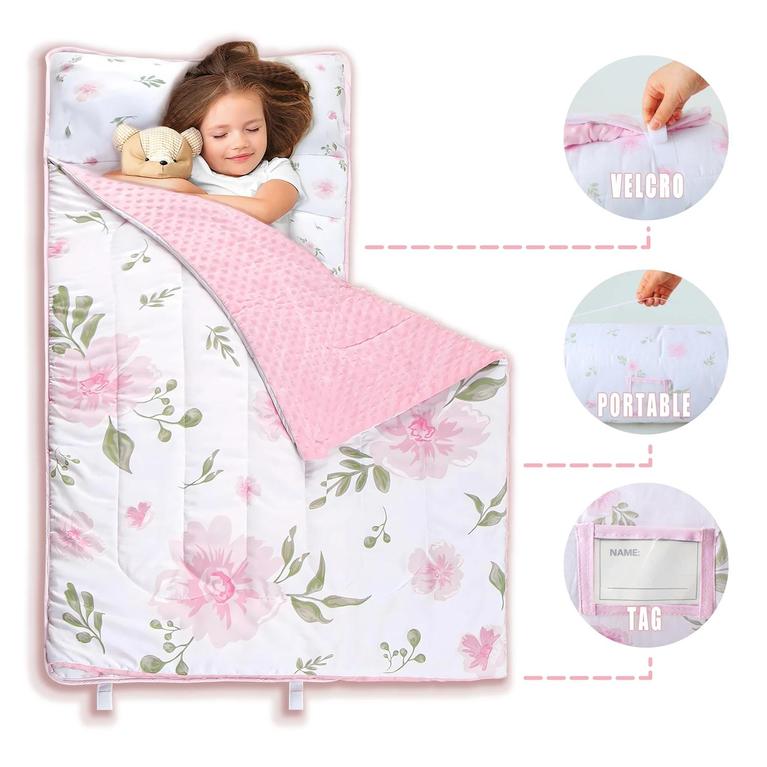 Tapis de couchage en polymères personnalisés pour la sieste des tout-petits avec oreiller, literie C