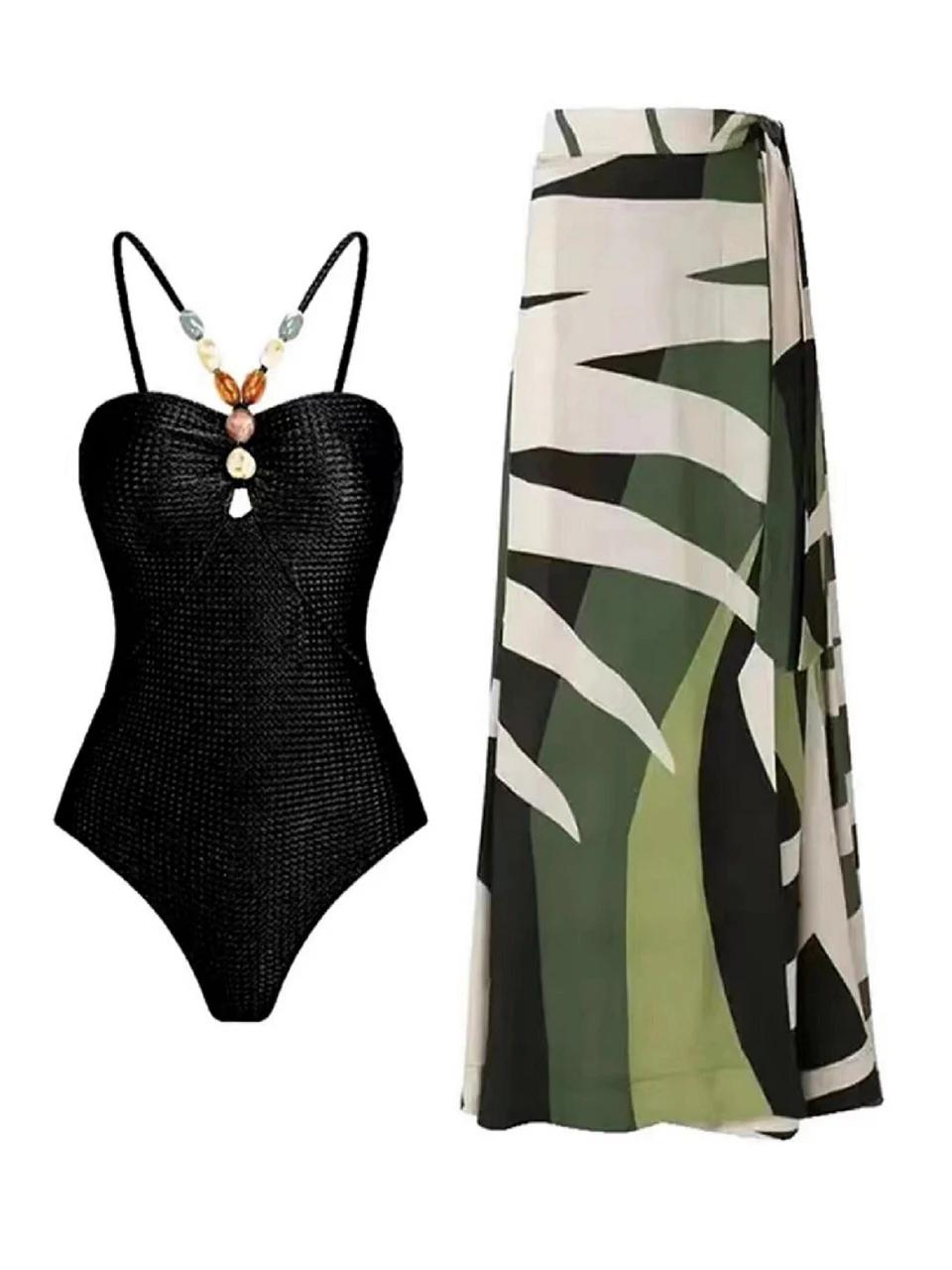 Deux pièces Bikinis maillot de plage 2024 femmes Sexy cordon body avec jupe longue été femme bain na