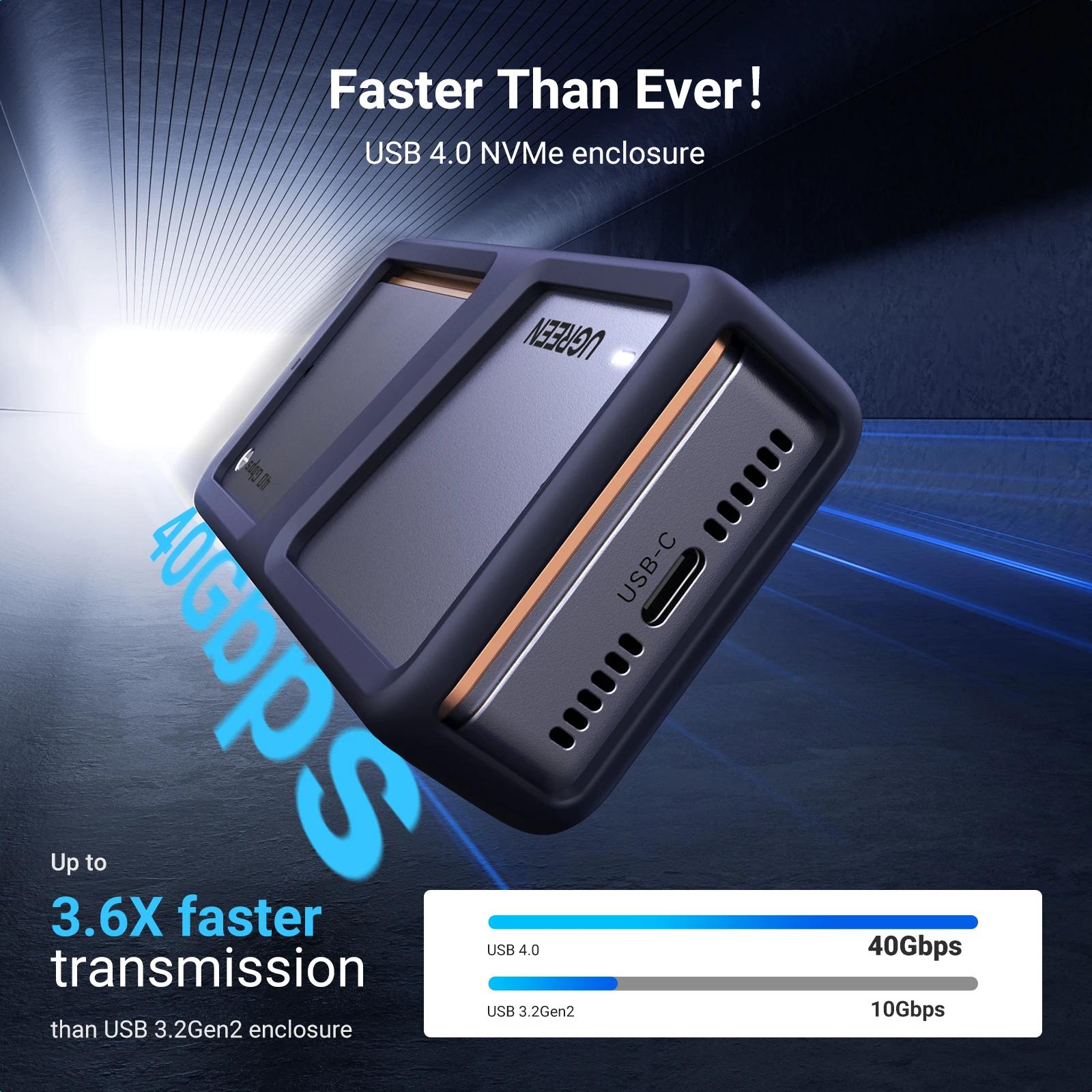 Boîtier SSD NVMe UGREEN 40 Gbps M.2 vers USB4.0, compatible avec les SSD M.2 NVME PCIe, avec dissipa