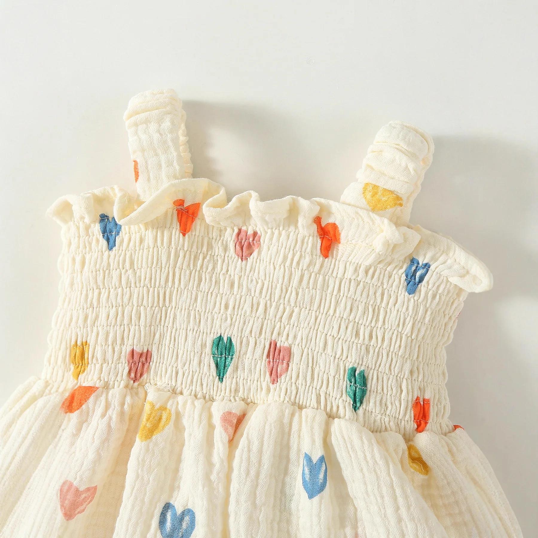 Ensemble de vêtements d'été pour nouveau-né fille 3M-2T, combinaison à imprimé cœur, body jaune pour