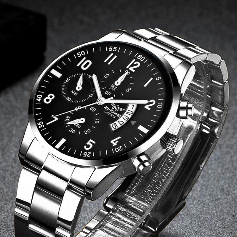 Montre de luxe pour hommes, 1 pièce, mode calendrier d'affaires, ceinture en acier, cadeau de noël,