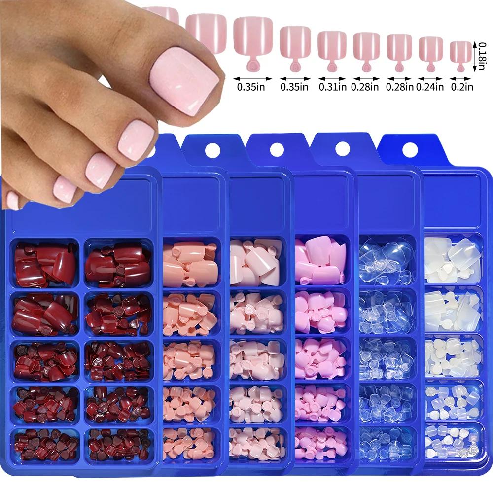 100/120 pièces faux ongles français court carré couverture complète faux ongles d'orteil acrylique r