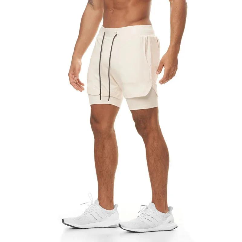 Short de jogging surdimensionné 2 en 1 pour hommes, pantalon court pour gymnases, Fitness, poche int